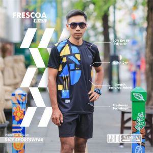 DiCE PRIME Jersey Frescoa Black Kaos Baju Running Gym Futsal WorkOut