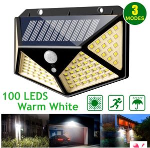 🔰 𝟰 𝗦𝗜𝗗𝗘𝗗 100 LED 3 Modes Solar Motion Sensor Light Waterproof Energy Saving Outdoor Security (SHM521)