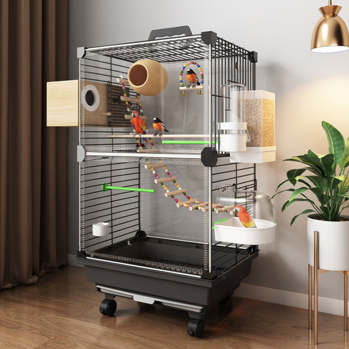 Bird Cage Extra Large Bird Cages for Parrot Black Phoenix Tiger Skin ...