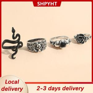 [COD] SHPYHT Local delivery Ship within 24 hours 1Set Fashion Creative Punk Poker Joker Rings For Men Retro Personality Goth Skeleton Couple Rings Jewelry Accessories Gifts