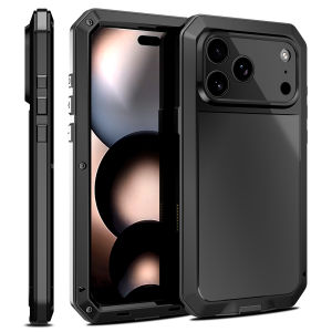 For iPhone 17 18 17e 16e 16 15 14 Air 13 12 11 Pro Max XS XR 8 7 Plus Screen Protector Aiuminum Heavy Metal Shockproof Tank Case