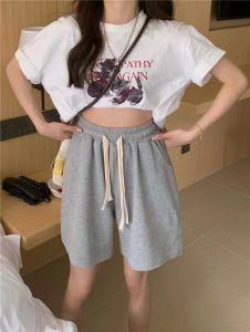 เร็ว กางเกงแฟชั่นฟรี ขาสั้น ใส่ชิลๆ เนื้อผ้าดียืด นุ่ม รุ่น513 เป็นเอวยางยืด มีเชือกผูกรูดปรับขนาดได้