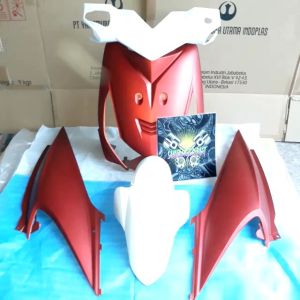 Cover Body Alus Honda Beat Karbu Tahun 2008-2009 Warna Merah Doff & Putih Doff