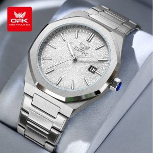 OPK Simple Fashion mens watch Waterproof Luminous Quartz Original Stylish Calendar Stainless Steel watches for men