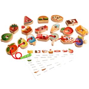 GRACE Thức Ăn Sâu Bướm Đồ chơi xâu chuỗi hạt xâu chuỗi Bằng gỗ Phân loại thực phẩm phù hợp Đồ chơi học tập HẠT VIỀN Sáng Tạo Phát triển trí thông minh Trò chơi xâu chuỗi cho bé Trẻ mới biết đi trẻ em