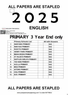 2025 Singapore Primary School Past Year Exam Papers | P3 P4 P5 Year-End Examination Papers
