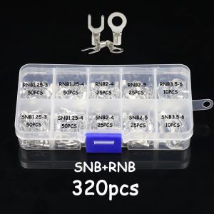 Bare Cold Pressed Terminal Block 10 Style Ring Fork O U-type SNB RNB Terminal Connector Copper 320 Pcs