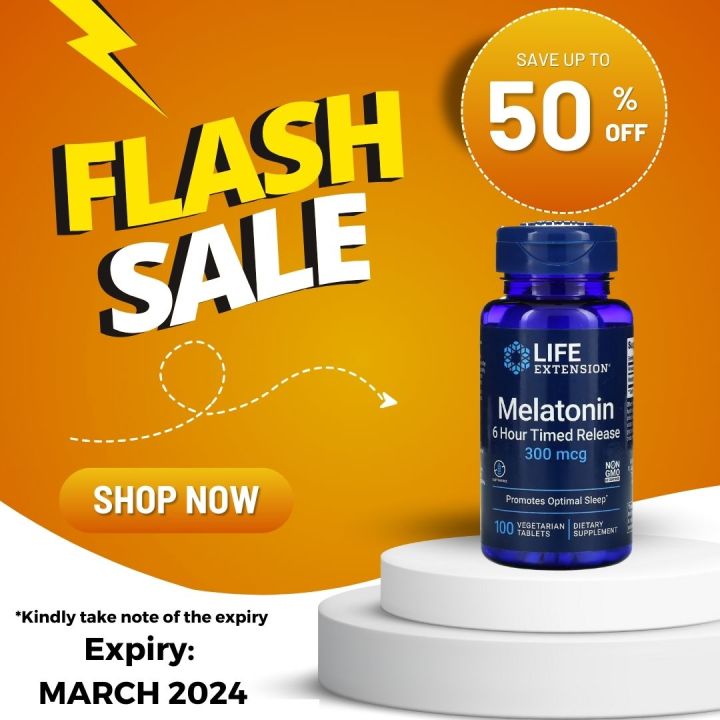 Life Extension, Melatonin, 6 Hour Timed Release, 300 mcg, 100 ...