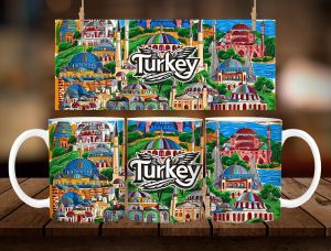 * 1 PC MUG W/ BOX * TURKEY MUG DESIGN 11oz with BOX SOUVINER