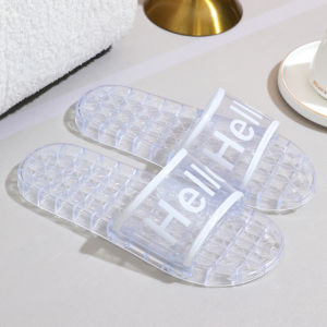 New Summer Trendy Transparent PVC Slippers Indoor Non-Slip Bathing Beach Sandals Flat Sole
