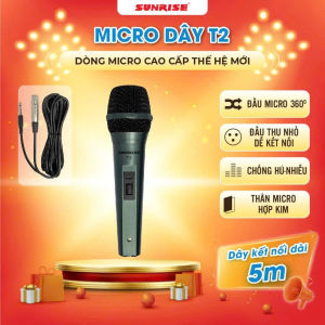 Micro karaoke có dây chính hãng SUNRISE T2 hát nhẹ hút giọng mic kèm dây zin dài 5m chống gãy bền bỉ