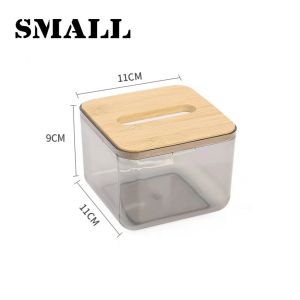 Tissue Box Transparent Holder Desk Organizer Nordic Minimalist Transparent Bamboo Tissue Box