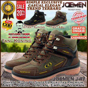 Sepatu Kulit Pria JOEMEN J-47 Original Premium | Sepatu Boat | Sepatu Boots | Sepatu Kerja | Sepatu Kantor | Sepatu Fashion Kasual Ringan Empuk Nyaman Awet Spatu Formal Boats Pantofel Casual Pentofel Pria Cowok Cowo Laki Laki Dewasa Terbaru