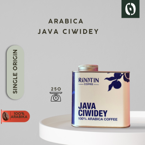 Rootin Coffee Java Ciwidey Single Origin Arabika Roasted Beans Biji dan Bubuk Kopi / Tin 250gr
