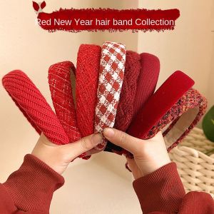 CRUSHES Hair Accessories Tweed Hairband Winter Autumn Face Smaller Hair Headband Vintage Hair Hoop CNY  Year