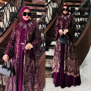 Valentina Dress Gamis Brokat Burgundy Terbaru 2025 Import Lebaran Dress Outer Brokat Kondangan Simple Elegan Gamis Pesta Mewah Elegant Ukuran M L XL XXL Ceruty babydoll mix tile spangle aplikasi payet