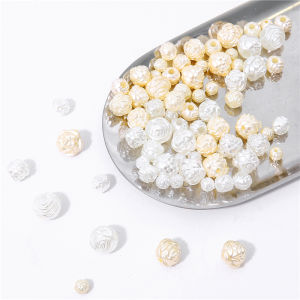 50-300pcs 6/8/10/12mm White Ivory Color Plastic ABS Imitation Pearl Beads Rose Flower Beads Charm for Necklace Bracelet Earring DIY Jewelry Craft Making