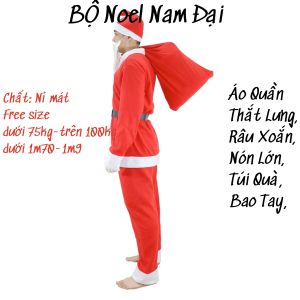 Bộ quần áo ông già Noel đi Phát Quà Đủ Size (60kg-110kg) đủ phụ kiện mũ nón râu túi bao tay