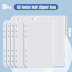 A5 Photocard Binder Cash Budget Money Organizer Zipper Pocket Receipt/Document/Passport Storage Bag Binder Refill