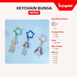 key chain gantungan kunci Acrylic Bunga Warna  3 mmganci customhadiah ganci Bunga Warna