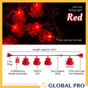 多福 20L 4.5MTR RED/MIX Waterproof String Light Chinese New Year 2026 新年装饰灯 Lampu Lip Lap Hiasan Tahun Baru Cina LED 过年氛围灯
