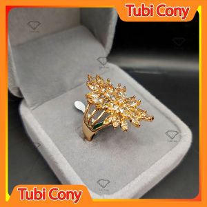 Nhẫn nữ xuping phong cách hàn quốc đá vàng trà NXP-176-DX1 Tubi Cony - Không Kị Nước - Hàng Loại I