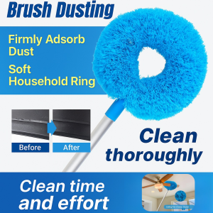 Save Strength Round Fan Cleaning Duster Absorb Dust Pole Dust Removal Brush Removable Ceiling And Fan Duster Aluminum Alloy Splicing Type Ring Sweeper 环形 除尘掸子 天花板 风扇 除灰