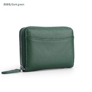 กระเป๋าเงินใส่บัตรป้องกัน RFID ของผู้หญิงกระเป๋าเหรียญขนาดเล็กมีซิปหนังแท้แบบมินิมอล