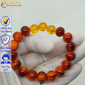 Vòng tay huyết long tam hợp dần ngọ tuất - size 8 10 12ly có thấu quang - có khai quang điểm nhãn may mắn tài lộc - PHONG THỦY ANH VŨ