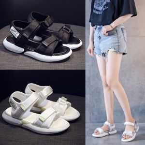 ONE YONA Summer Women Sandals Buckle Design Black White Platform Sandals Comfortable Womens Thick Sole Beach Shoes 4.9