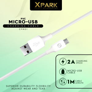 Powerstation PVC Micro USB Charging Cable 2A 1M Length CPM01