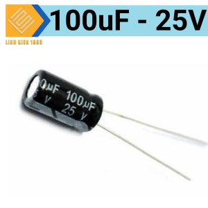 [ 10 CON ] Tụ hóa 100uf25v chân cắm màu đen