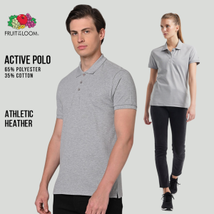 Fruit of the Loom Active Polo Shirts for Men & Women Cotton Collared Mens Polo Shirt Formal & Casual Wear Plain Tops