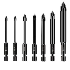 COOLCELLS 10pcs/set Precision Drill Bits Set 3-12mm Professional Tile Drill Bit Hole Opener High Speed Cross Drill Bit Ceramic Drilling