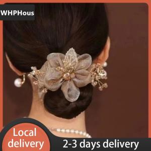 [COD] WHPHous Ship within 24 hours Elegant Rhinestone Flower Tie Hair Rope Female Ponytail Ball Head Rubber Band Scrunchie Ring