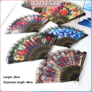 Lace Silk Folding Fan Plastic Chinese Fan Dance Folding Fans Gifts