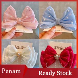 [PAM] Bow Girl Headwear Mesh Velvet Hair Clip Party Girl Dance Hair Accessory Hair Clip Red Cute Little Girl Hair Accessories
