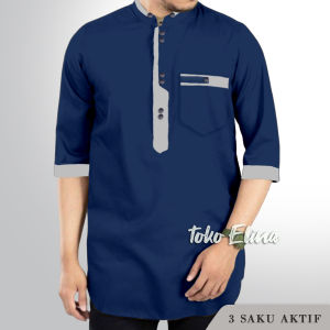 Baju Koko Pria Model Kurta Pakistan Lengan Pendek 3/4 Bahan Katun Toyobo Grade A Halus Lembut dan Nyaman Dipakai