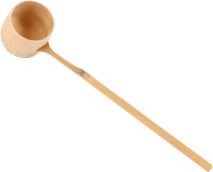 Bamboo Water Ladle Japanese Tea Spoon with Long Handle Natural Wooden Dipper for Tea Ceremony Garden and Kitchen Use