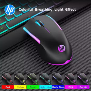 MGall Original HP M160 Wired Mouse High Performance Optical Gaming Mouse With 7 Colours Rainbow LED