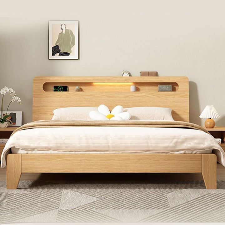 Wood Bed Frame with Headboard and Foot Board Double Bed Solid Wood