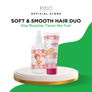 pout Care Strawberry Natural Shampoo 250ml & Peaches & Cream Natural Detangler 200ml Bundle