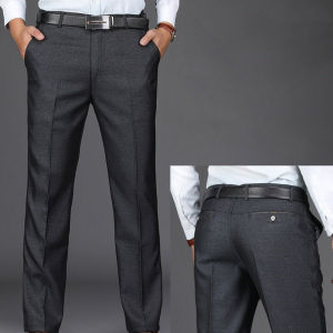 Spring and Autumn Mens Thick Dress Pants for Middle-aged and Elderly Straight-leg Loose Casual Pants High-waisted Suit Pants for Men Dads Pants