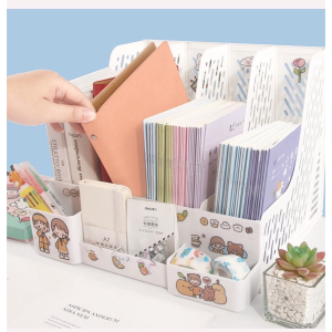ชั้นวางหนังสือ 4ช่อง ชั้นจัดเก็บหนังสือ กล่องใส่แฟ้ม กล่องใส่เอกสาร แฟ้มใส่เอกสาร  ที่ใส่หนังสือ จัดระเบียบโต๊ะ C158