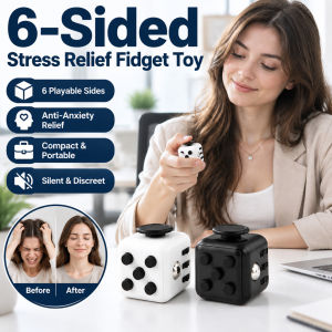 ✨Six-Sided Stress Relief Toy Dice✨Focus Booster Fidget Cube Stress Reliever Spinner Tactile Feedback Rolling Ball Toy Noiseless Button