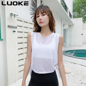 Luoke New Sleeveless Fashion Sports Vest Womens Running Yoga Loose Top T-shirt Sports Wear for Women Workout