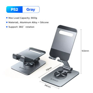 ORICO Aluminum Alloy Phone Stand 360° Rotatable Magnetic & Clip Dual Modes Foldable Desktop Holder 800g Load-Bearing Compatible 6.9inch Phones Switch Adjustable Angle Desk Mount