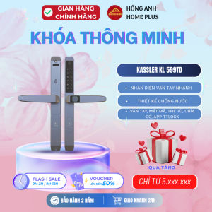 Khóa vân tay cửa nhôm Kassler KL 599TD Grey Black app TTLock chống nước thiết kế cao cấp