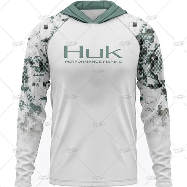 NEW STYLE HUK Hooded Fishing Shirts Upf 50 Long Sleeve T Shirt
