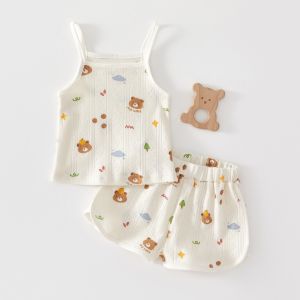 Day One 🍃【3-12M】Tank & Bottom SetINS Summer Suit  Girl Children Cotton Girl Daily Set -Summer Series